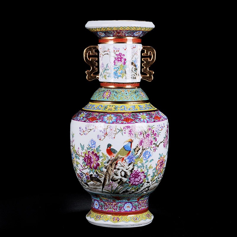 Jingdezhen ceramic household wine ark, adornment handicraft sitting room place, a study of large vases, heavy enamel bottle