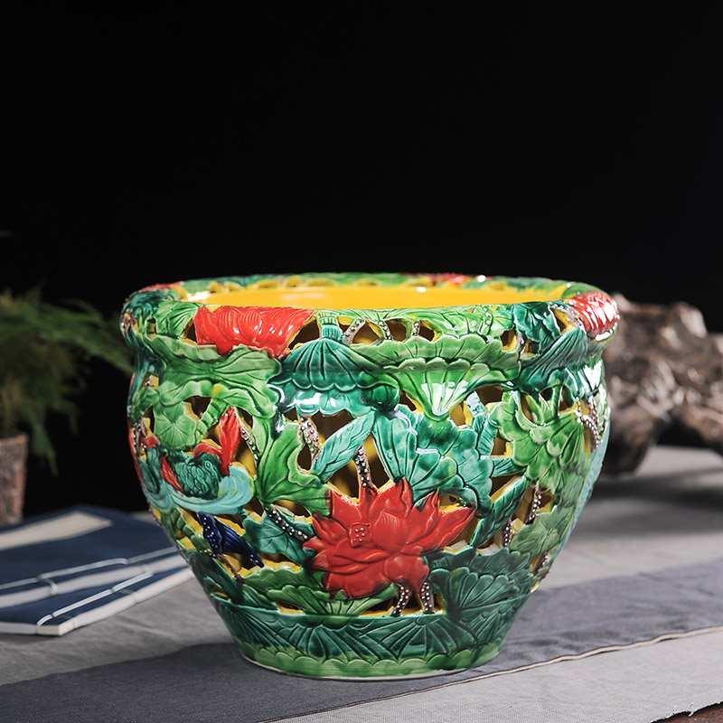 Jingdezhen ceramics basin of water shallow goldfish turtle cylinder water lily wine TV ark, sitting room place ornament