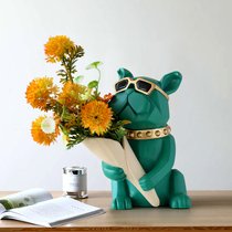 Nordic flower method fighting dog decorations ornaments light luxury creative home living room porch TV cabinet desktop furnishings