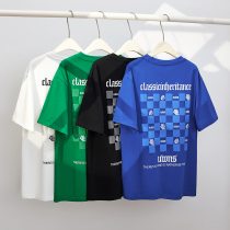 Summer Tide Cards Ins American Chessboard Short Sleeve T-Shirt Male Loose Big Code Hip-hop Lovers Half Sleeve Trend Clothes Men