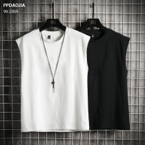 Summer Tide Card Monochrome Pure Cotton Sports Vest Men Loose Big Code Fat Sub night Run sleeveless T-shirt trendy waistcoat