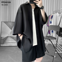 Summer tide card Lazy Wind Ice Silk Shirt Man Short Sleeve Loose and Handsome Shirt Trendy Thin 70% Sleeve Jacket Man