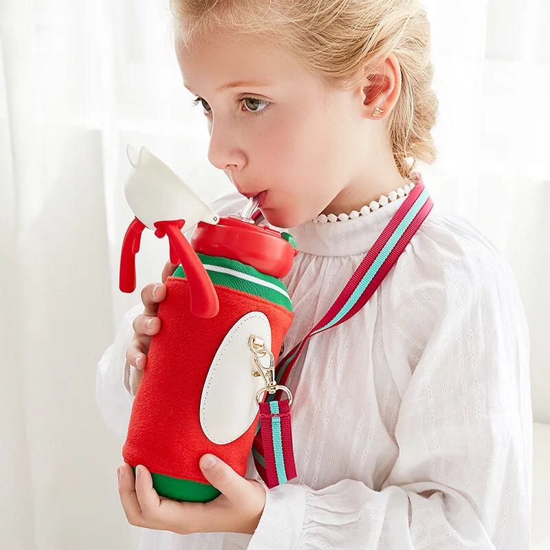 杜瓦尔麋鹿杯儿童保温杯吸管杯 不锈钢儿童保温杯鹿角杯现货发货_7折