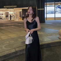 Concubine with suit suit dress female spring summer and autumn acetic acid satin high end slim waist long skirt