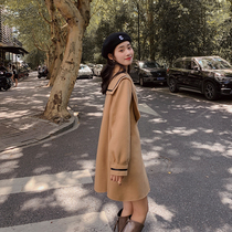 Courteson Bifacial Cashmere Dresses Woman Autumn Winter 2021 New Mid-Length Korean Temperament High-end Fur Coats