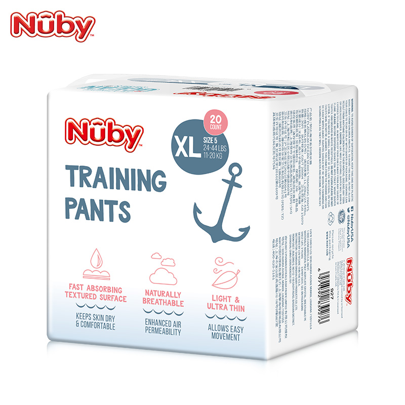 Nuby努比海洋系列宝宝拉拉裤超薄纸尿裤婴儿学步裤成长裤XL20片