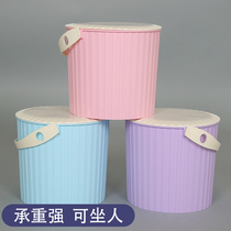 Manliang Plastic Toy Containing Bucket Home with cover containing basket Multi-purpose Sitting Portable Trash Can Wash Fishing Bucket