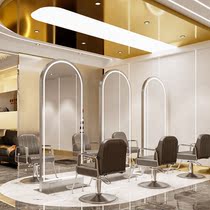 New light barber shop mirror net red hairdressing mirror hair salon special hot dyeing hair cutting single-sided double-sided floor mirror