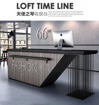 Bar industrial cash register simple small iron bar table modern beauty salon company front desk reception counter