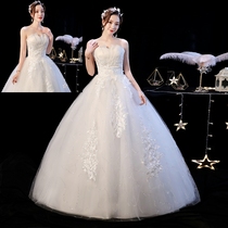 Barrel wedding dress 2021 New temperament atmosphere Bride wedding dress simple small man Korean version of shoulder adult ceremony