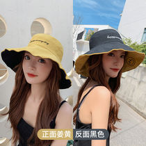 Hat female spring and autumn Korean version of the wild travel visor big edge cover face Japanese fisherman hat female summer