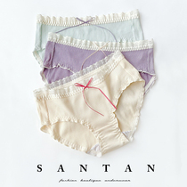 Japanese girl bow waist solid color lace edge thread cotton bag hip sweet briefs sweet briefs Modal cute