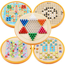 Checkers for boys and girls Chess and cards Wooden flying chess backgammon five-in-one table games Childrens adult educational toys