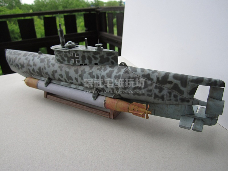 德国seehund海豹微型潜艇 纸模型 潜艇模型 1:25 军武宅 手工diy