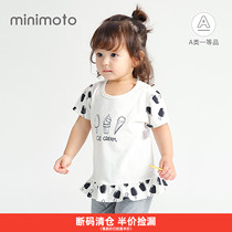 Xiaomi rice minimoto baby clothes summer girls short sleeves lotus leaves open shoulder top baby underlay underwear