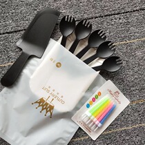 Baking birthday cake disposable dinner plate knife and fork paper plate Candle cutter four-in-one 5 plates and 5 forks matching tableware