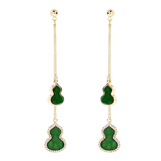 Sumni/18k Gold S925 Silver Needle Green Earrings 조롱박 이어링 여성 기질 세련된 귀걸이 가벼운 고급 Sumni/18k Gold S925 Silver Needle Green Earrings 조롱박 이어링 여성 기질 세련된 귀걸이 가벼운 고급