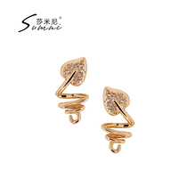sumni Samini European and American style small and cute plated 18K gold heart symmetrical spiral 925 silver ear stud female
