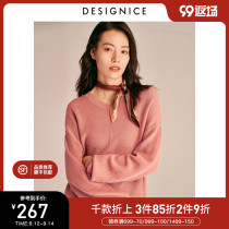 Dessenis winter base shirt womens new fashion v-neck loose lazy long sleeve pullover sweater women