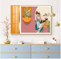 Nordic Style Small Freshening Table Hanging Painting Restaurant Background Wall Decoration Painting Modern Minima Crystal Inlaid Drilling Mural