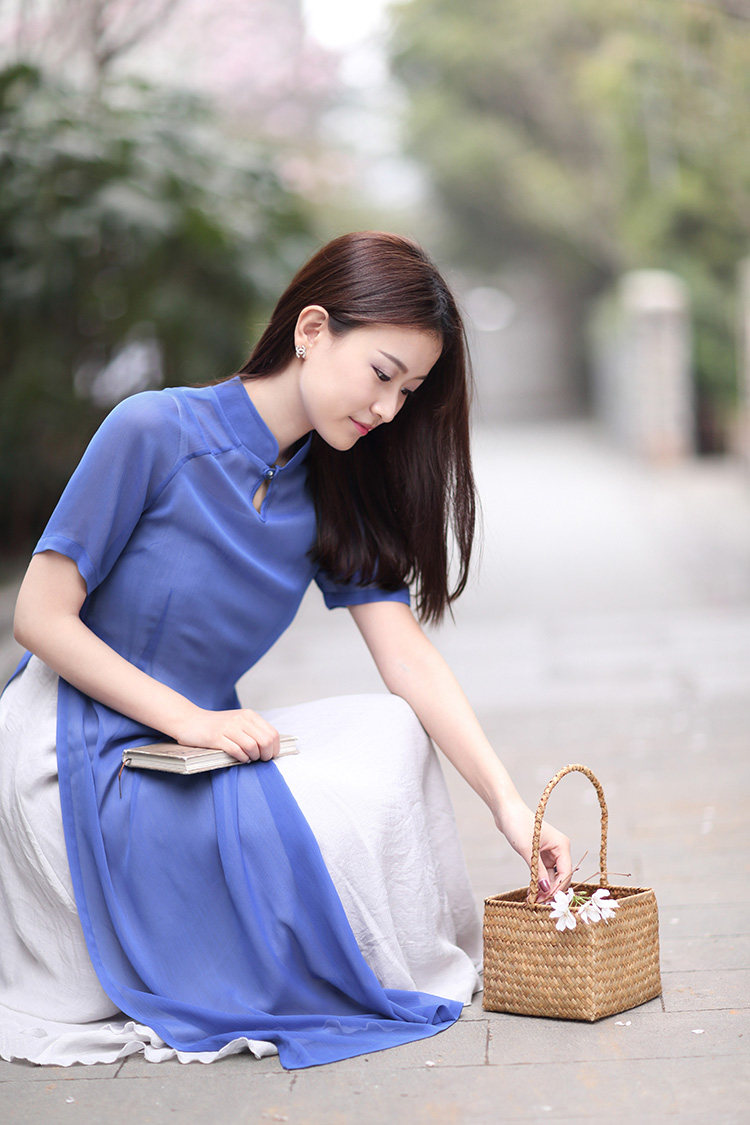 伶俐柠檬原创10751复古民族风女装中国风两件套奥黛旗袍连衣裙