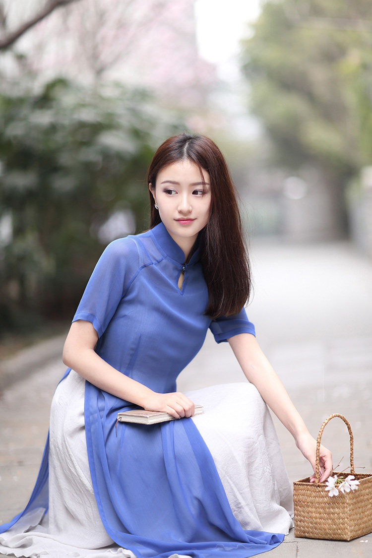 伶俐柠檬原创10751复古民族风女装中国风两件套奥黛旗袍连衣裙