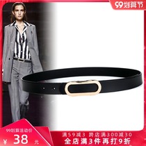 Belt women Summer cowhide black fashion simple Joker Korean belt thin leather belt trim with skirt