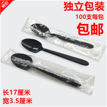17 cm Plastic Spoon Takeaway Packaging Spoon Independent Packaging Thickened Western Meal Spoon Long Handle Dessert Ice Cream Spoon