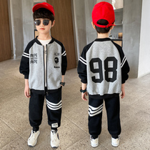 Boys' sports suit spring and autumn outfit 2022 The new Chinese Korean version of the foreign gas children's coat with two pieces of velvet