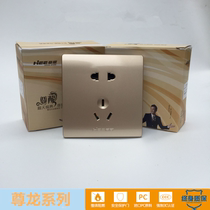 HEE Haute Switch Socket Five Holes Power Supply 23 Plug 10a Plug No Box Switch Champagne Gold 86 Type Switch