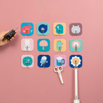 10 pieces of non-marking paste cartoon adhesive hook bedroom kitchen door rear multifunctional Hook nail-free clothes magic hook