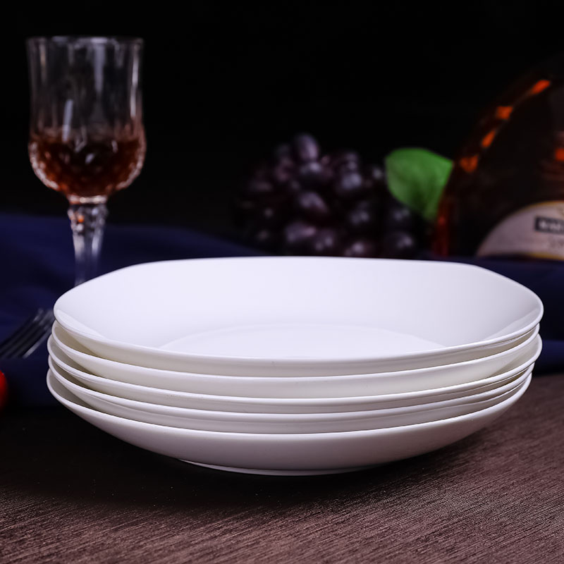 Pure white household square son ipads porcelain of jingdezhen ceramic plate deep soup steak dish food dish dish dish plates