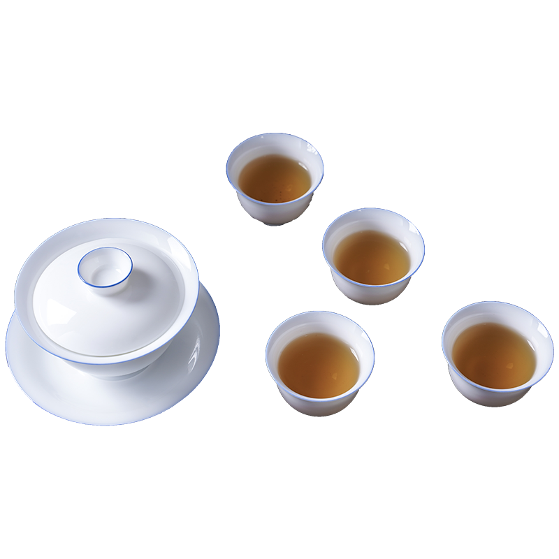 Ceramic kung fu tea set only thin foetus white porcelain three bowl of tureen jingdezhen tea cups set teapot sample tea cup