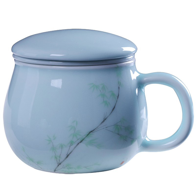 Catalpa xin jingdezhen ceramic cups with cover filter cup household drinking cup celadon lovely office gift mugs