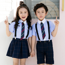 Kindergarten garden clothes Summer clothes British college style childrens school uniform set Primary school class clothes Summer graduation photo clothing