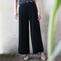 100% heavy silk plus twist silk wide leg pants women elastic waist loose size knitted trousers casual pants slim