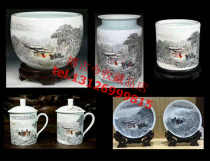 Look after the fledgling Pastel snow series Daquan Zhang Songmao Porcelain set collection Snow porcelain pen holder Cylinder bottle cup plate