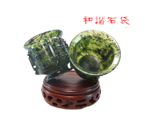 Jiuquan Luminous Cup Dunhuang Jiayuguan Luminous Cup Qilian Cuiyu Laokeng Jade Snake Jade Ink Jade Teacup Wine glass