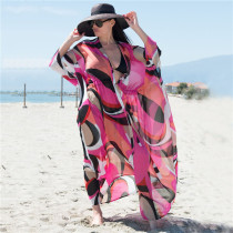 Europe and the United States holiday loose large size sunscreen clothes beach coat bikini blouse swimsuit outside female shawl long dress women
