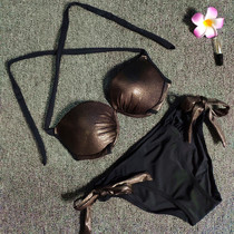 New beach bikini sexy three-point small chest gathering swimsuit female fairy fan ins Wind hot spring suit exposed