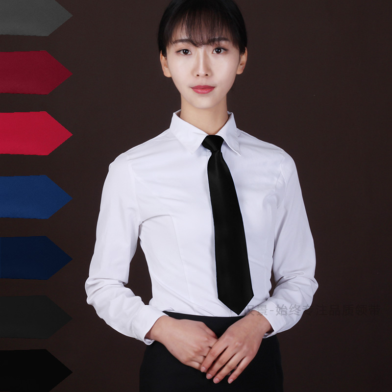 仅景新款拉链领带女士商务正装纯色质感涤丝学院风女职业领带