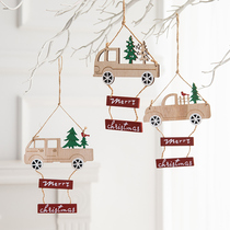 Christmas decorations five-pointed star wooden pendant Christmas roof decoration scene layout creative Christmas tree decoration