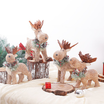 Christmas decoration scene layout desktop ornaments shopping mall hotel window Christmas elk small Christmas decorations