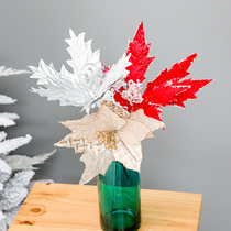 Red Christmas flowers Christmas garland decorations silver Christmas fake flowers Christmas tree flower arrangement