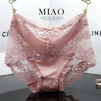 Summer Lace Panties Ladies Pure Cotton Antibacterial Crotch Sexy Large Size Briefs Seamless Abdominal High Waist Breathable Thin Section