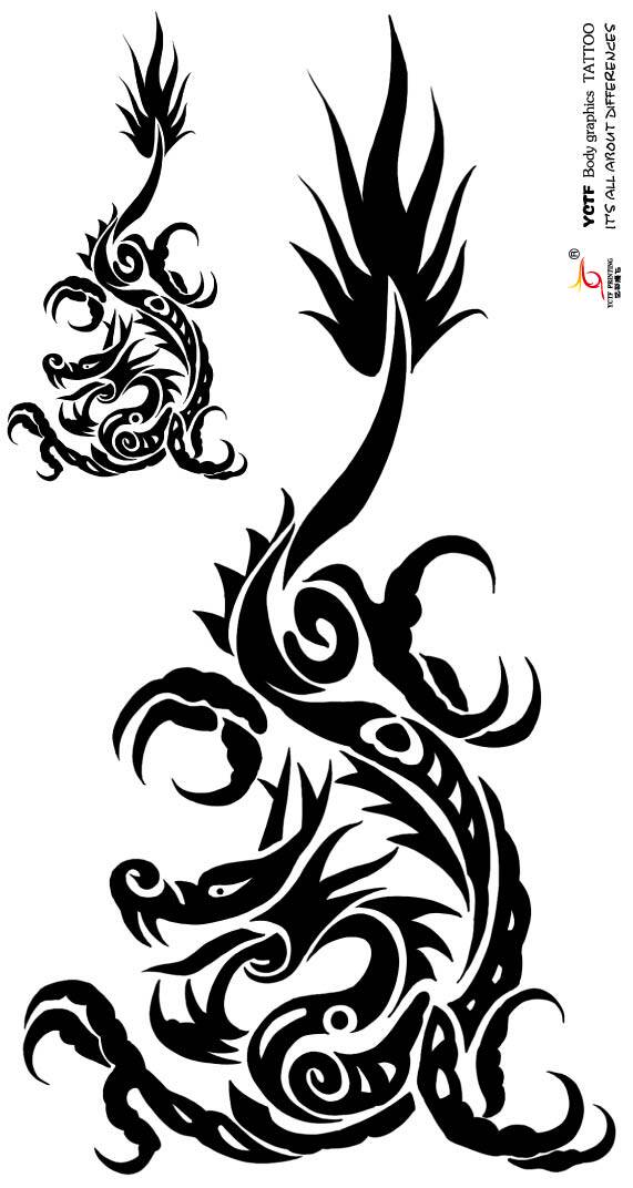 亿彩腾飞黑龙纹身 黑白龙纹身贴龙纹身贴纸防水纹身贴男仿真纹身