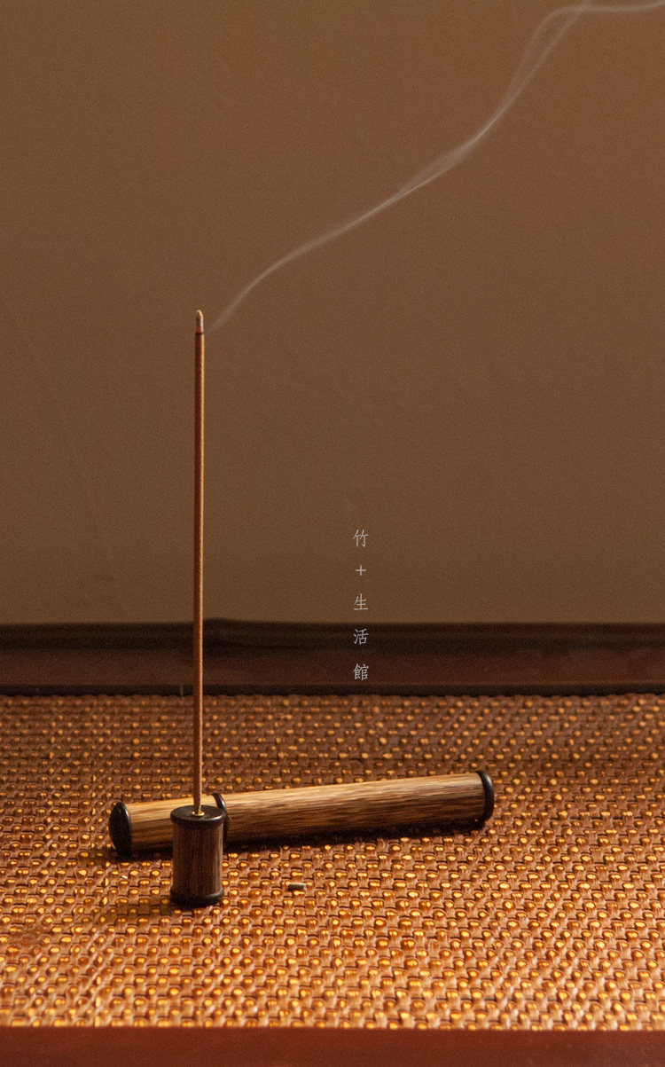 竹檀竹原竹金丝竹香插四件套香筒线香香道家具装饰摆件