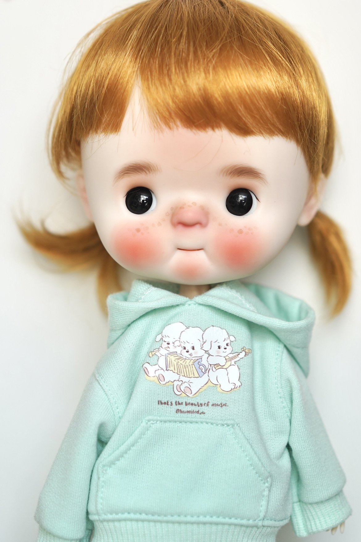 bjd blythe 小布小6大鱼胖鱼体娃娃衣服配件衣服连帽印花卫衣