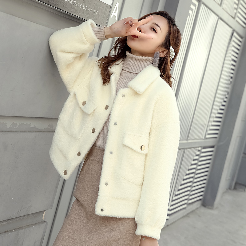 2019秋冬季新款毛绒呢子短外套矮小个子毛呢外套女短款学生水貂绒