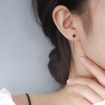 925 sterling silver small square ear wire 2021 New Tide senior super fairy short tassel Net red temperament earrings female